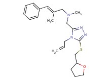 (2E)-N-({4-allyl-5-[(tetrahydro-2-furanylmethyl)thio]-4H-1,2,4-triazol-3-yl}methyl)-N,2-dimethyl-3-phenyl-2-propen-1-amine