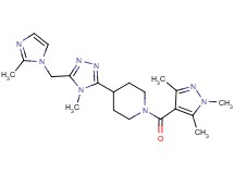 4-{4-methyl-5-[(2-methyl-1H-imidazol-1-yl)methyl]-4H-1,2,4-triazol-3-yl}-1-[(1,3,5-trimethyl-1H-pyrazol-4-yl)carbonyl]piperidine