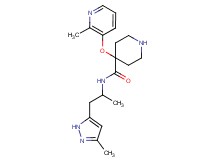 N-[1-methyl-2-(3-methyl-1H-pyrazol-5-yl)ethyl]-4-[(2-methylpyridin-3-yl)oxy]piperidine-4-carboxamide