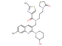 N-{[2-(3-hydroxy-1-piperidinyl)-7-methyl-3-quinolinyl]methyl}-2-methyl-N-[3-(2-oxo-1-pyrrolidinyl)propyl]-1,3-thiazole-4-carboxamide