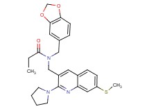 N-(1,3-benzodioxol-5-ylmethyl)-N-{[7-(methylthio)-2-(1-pyrrolidinyl)-3-quinolinyl]methyl}propanamide