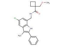 N-[(5-chloro-3-methyl-2-phenyl-1H-indol-7-yl)methyl]-1-(methoxymethyl)cyclobutanecarboxamide