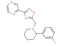 2-(5-{[2-(3-fluorophenyl)-1-piperidinyl]methyl}-1,2,4-oxadiazol-3-yl)pyrazine