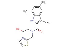 N-(2-hydroxyethyl)-3,5,7-trimethyl-N-(1,3-thiazol-2-ylmethyl)-1H-indole-2-carboxamide