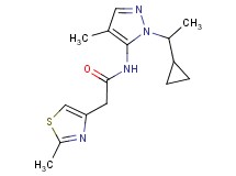 N-[1-(1-cyclopropylethyl)-4-methyl-1H-pyrazol-5-yl]-2-(2-methyl-1,3-thiazol-4-yl)acetamide
