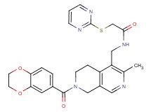 N-{[7-(2,3-dihydro-1,4-benzodioxin-6-ylcarbonyl)-3-methyl-5,6,7,8-tetrahydro-2,7-naphthyridin-4-yl]methyl}-2-(2-pyrimidinylthio)acetamide