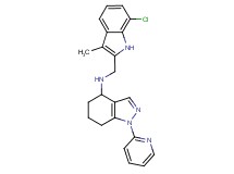 N-[(7-chloro-3-methyl-1H-indol-2-yl)methyl]-1-(2-pyridinyl)-4,5,6,7-tetrahydro-1H-indazol-4-amine