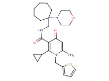 2-cyclopropyl-6-methyl-N-{[1-(4-morpholinyl)cycloheptyl]methyl}-4-oxo-1-(2-thienylmethyl)-1,4-dihydro-3-pyridinecarboxamide
