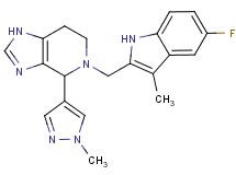 5-[(5-fluoro-3-methyl-1H-indol-2-yl)methyl]-4-(1-methyl-1H-pyrazol-4-yl)-4,5,6,7-tetrahydro-1H-imidazo[4,5-c]pyridine