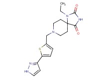 1-ethyl-8-{[5-(1H-pyrazol-3-yl)-2-thienyl]methyl}-1,3,8-triazaspiro[4.5]decane-2,4-dione