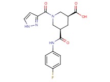 (3S*,5R*)-5-{[(4-fluorophenyl)amino]carbonyl}-1-(1H-pyrazol-3-ylcarbonyl)-3-piperidinecarboxylic acid
