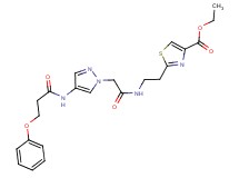 ethyl 2-{2-[({4-[(3-phenoxypropanoyl)amino]-1H-pyrazol-1-yl}acetyl)amino]ethyl}-1,3-thiazole-4-carboxylate