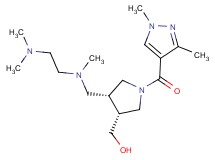 {(3R*,4R*)-4-{[[2-(dimethylamino)ethyl](methyl)amino]methyl}-1-[(1,3-dimethyl-1H-pyrazol-4-yl)carbonyl]pyrrolidin-3-yl}methanol