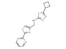 5-cyclobutyl-N-[(2-pyrimidin-2-yl-1,3-thiazol-4-yl)methyl]-1,3,4-oxadiazol-2-amine