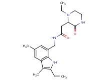 N-[(2-ethyl-3,5-dimethyl-1H-indol-7-yl)methyl]-2-(1-ethyl-3-oxopiperazin-2-yl)acetamide