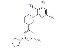 4,6-dimethyl-2-{3-[2-methyl-6-(1-pyrrolidinyl)-4-pyrimidinyl]-1-piperidinyl}nicotinonitrile