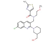 N-({7-chloro-2-[3-(hydroxymethyl)-1-piperidinyl]-3-quinolinyl}methyl)-N-(2-methoxyethyl)-2-methyl-1,3-thiazole-4-carboxamide