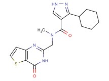 3-cyclohexyl-N-methyl-N-[(4-oxo-3,4-dihydrothieno[3,2-d]pyrimidin-2-yl)methyl]-1H-pyrazole-4-carboxamide