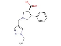(3S*,4R*)-1-[(1-ethyl-1H-pyrazol-4-yl)methyl]-4-phenylpyrrolidine-3-carboxylic acid