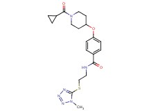 4-{[1-(cyclopropylcarbonyl)-4-piperidinyl]oxy}-N-{2-[(1-methyl-1H-tetrazol-5-yl)thio]ethyl}benzamide
