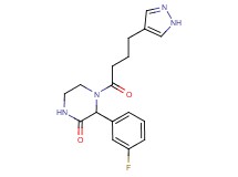 3-(3-fluorophenyl)-4-[4-(1H-pyrazol-4-yl)butanoyl]piperazin-2-one