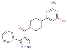 2-methyl-6-{1-[(3-phenyl-1H-pyrazol-4-yl)carbonyl]-4-piperidinyl}-4-pyrimidinol