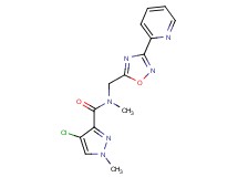 4-chloro-N,1-dimethyl-N-{[3-(2-pyridinyl)-1,2,4-oxadiazol-5-yl]methyl}-1H-pyrazole-3-carboxamide