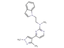 4-(1,3-dimethyl-1H-pyrazol-4-yl)-N-[2-(1H-indol-1-yl)ethyl]-N-methylpyrimidin-2-amine