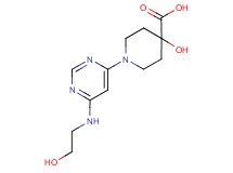 4-hydroxy-1-{6-[(2-hydroxyethyl)amino]pyrimidin-4-yl}piperidine-4-carboxylic acid