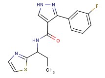 3-(3-fluorophenyl)-N-[1-(1,3-thiazol-2-yl)propyl]-1H-pyrazole-4-carboxamide