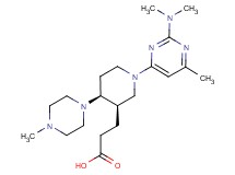 3-[(3R*,4S*)-1-[2-(dimethylamino)-6-methylpyrimidin-4-yl]-4-(4-methylpiperazin-1-yl)piperidin-3-yl]propanoic acid