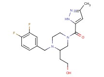 2-{1-(3,4-difluorobenzyl)-4-[(3-methyl-1H-pyrazol-5-yl)carbonyl]-2-piperazinyl}ethanol