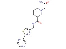 1-(2-amino-2-oxoethyl)-N-[(2-pyrazin-2-yl-1,3-thiazol-4-yl)methyl]piperidine-3-carboxamide