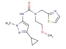 N'-(3-cyclopropyl-1-methyl-1H-pyrazol-5-yl)-N-(2-methoxyethyl)-N-(1,3-thiazol-2-ylmethyl)urea