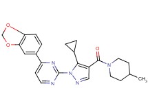 4-(1,3-benzodioxol-5-yl)-2-{5-cyclopropyl-4-[(4-methyl-1-piperidinyl)carbonyl]-1H-pyrazol-1-yl}pyrimidine