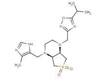 (4aS*,7aR*)-1-[(5-isopropyl-1,2,4-oxadiazol-3-yl)methyl]-4-[(4-methyl-1H-imidazol-5-yl)methyl]octahydrothieno[3,4-b]pyrazine 6,6-dioxide