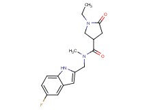 1-ethyl-N-[(5-fluoro-1H-indol-2-yl)methyl]-N-methyl-5-oxo-3-pyrrolidinecarboxamide