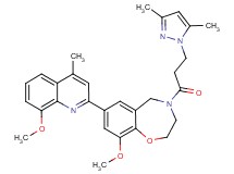 4-[3-(3,5-dimethyl-1H-pyrazol-1-yl)propanoyl]-9-methoxy-7-(8-methoxy-4-methyl-2-quinolinyl)-2,3,4,5-tetrahydro-1,4-benzoxazepine