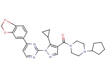 4-(1,3-benzodioxol-5-yl)-2-{4-[(4-cyclopentyl-1-piperazinyl)carbonyl]-5-cyclopropyl-1H-pyrazol-1-yl}pyrimidine