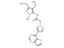 N-(3,4-diethyl-1-methyl-1H-pyrazol-5-yl)-2-(4-thieno[3,2-d]pyrimidin-4-yl-1H-pyrazol-1-yl)acetamide