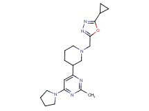 4-{1-[(5-cyclopropyl-1,3,4-oxadiazol-2-yl)methyl]-3-piperidinyl}-2-methyl-6-(1-pyrrolidinyl)pyrimidine