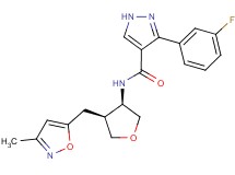 3-(3-fluorophenyl)-N-{(3R*,4S*)-4-[(3-methyl-5-isoxazolyl)methyl]tetrahydro-3-furanyl}-1H-pyrazole-4-carboxamide