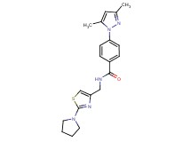 4-(3,5-dimethyl-1H-pyrazol-1-yl)-N-{[2-(1-pyrrolidinyl)-1,3-thiazol-4-yl]methyl}benzamide