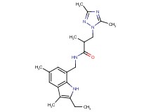 3-(3,5-dimethyl-1H-1,2,4-triazol-1-yl)-N-[(2-ethyl-3,5-dimethyl-1H-indol-7-yl)methyl]-2-methylpropanamide
