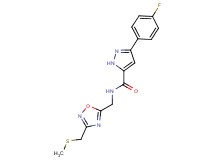 3-(4-fluorophenyl)-N-({3-[(methylthio)methyl]-1,2,4-oxadiazol-5-yl}methyl)-1H-pyrazole-5-carboxamide