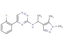 N-[1-(1,5-dimethyl-1H-pyrazol-4-yl)ethyl]-5-(2-fluorophenyl)-1,2,4-triazin-3-amine