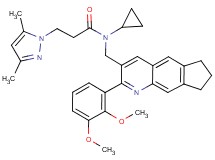 N-cyclopropyl-N-{[2-(2,3-dimethoxyphenyl)-7,8-dihydro-6H-cyclopenta[g]quinolin-3-yl]methyl}-3-(3,5-dimethyl-1H-pyrazol-1-yl)propanamide