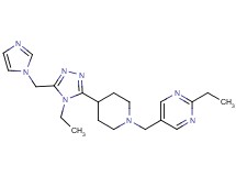2-ethyl-5-({4-[4-ethyl-5-(1H-imidazol-1-ylmethyl)-4H-1,2,4-triazol-3-yl]piperidin-1-yl}methyl)pyrimidine