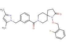 8-{3-[(3,5-dimethyl-1H-pyrazol-1-yl)methyl]benzoyl}-1-[(2-fluorobenzyl)oxy]-1,8-diazaspiro[4.5]decan-2-one