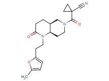 1-{[(4aS*,8aR*)-1-[2-(5-methyl-2-furyl)ethyl]-2-oxooctahydro-1,6-naphthyridin-6(2H)-yl]carbonyl}cyclopropanecarbonitrile